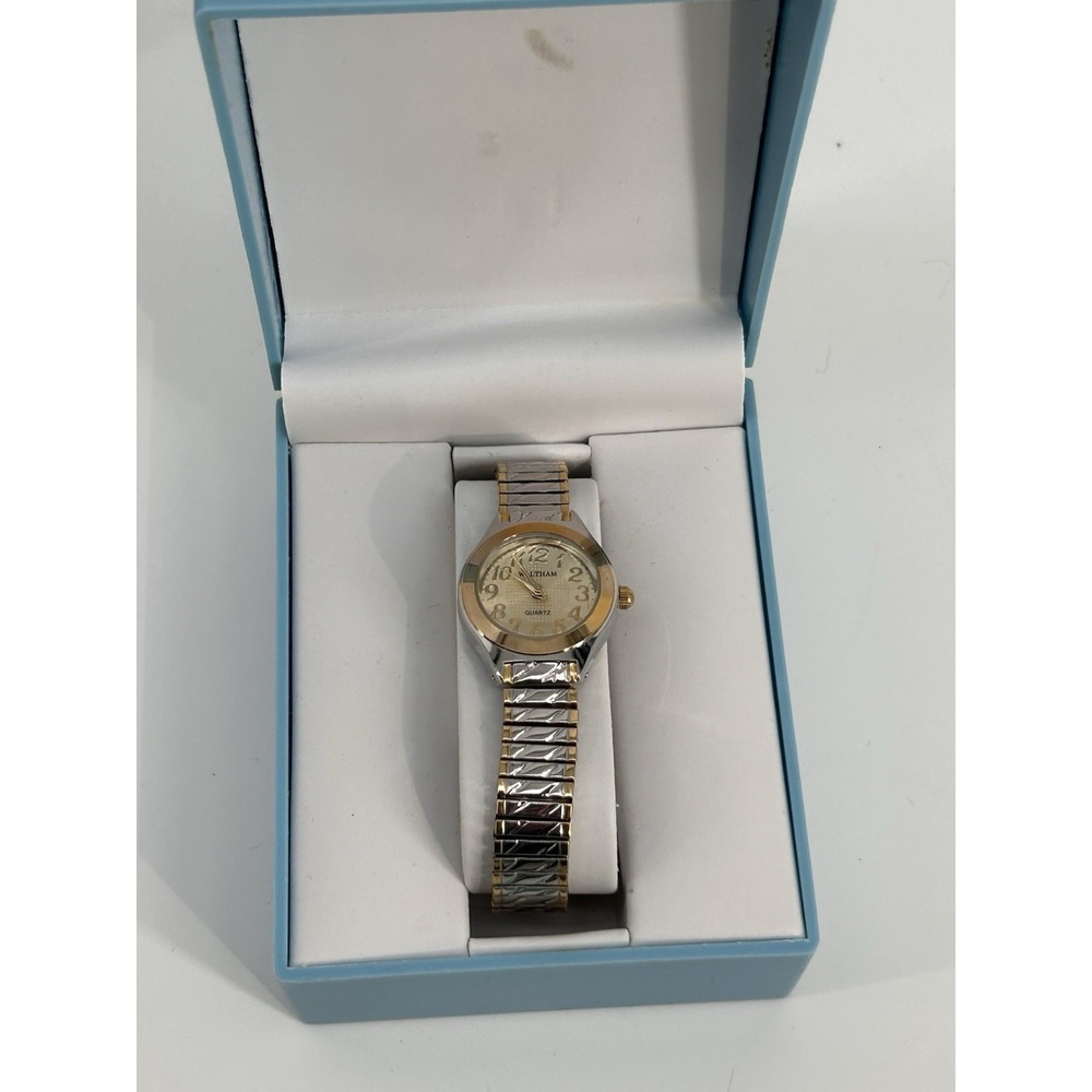 Waltham WA34LB Gold Tone & Silver Tone Quartz Watch W/ Stretch Band & Box